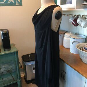 Lauren Vidal Black Dress Sz S Sleeveless Side Pleats at the hem Cowl Neck